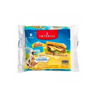 อิมพีเรียล โพรเซสเชดด้าชีส ชนิดแผ่นห่อเดี่ยว 6 แผ่น (Imperial Processed Cheddar Cheese 6 Slices)