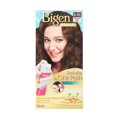 บีเง็น ผลิตภัณฑ์เปลี่ยนสีผม เบอร์ 6-45 สีน้ำตาลทองแดงมะฮอกกานี 1 ชุด (Bigen No.6-45 Mahogany Copper Brown Cream Color 1 Set)