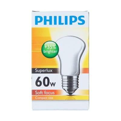 ฟิลิปส์ หลอดไฟอินแคนเดสเซนต์ ขนาดคอมแพค 60 วัตต์ 1 หลอด (Philips 60W Compact Size Standard Incandescent Bulb 1pc)