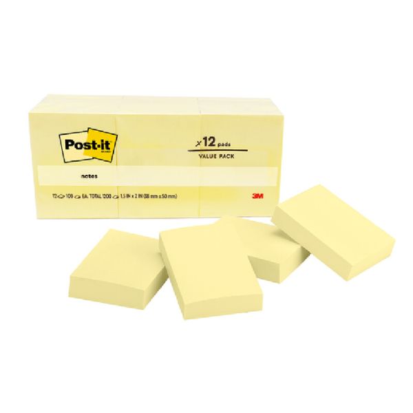 POST-IT กระดาษโน้ต รุ่น 653 สีเหลือง ขนาด 1.5x2 นิ้ว (แพ็ค 12 เล่ม) (5200250)
