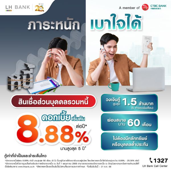 ราคา สินเชื่อส่วนบุคคลรวมหนี้ Happy Cash Balance Transfer สำหรับพนักงานประจำรายได้ 30,000 บาทขึ้นไป รับวงเงินกู้สูงสุด 5 เท่าของรายได้ ผ่อนสูงสุด 60 เดือน